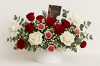 Romantic Red & White Rose Bouquet - Premium Flower Box Arrangement
